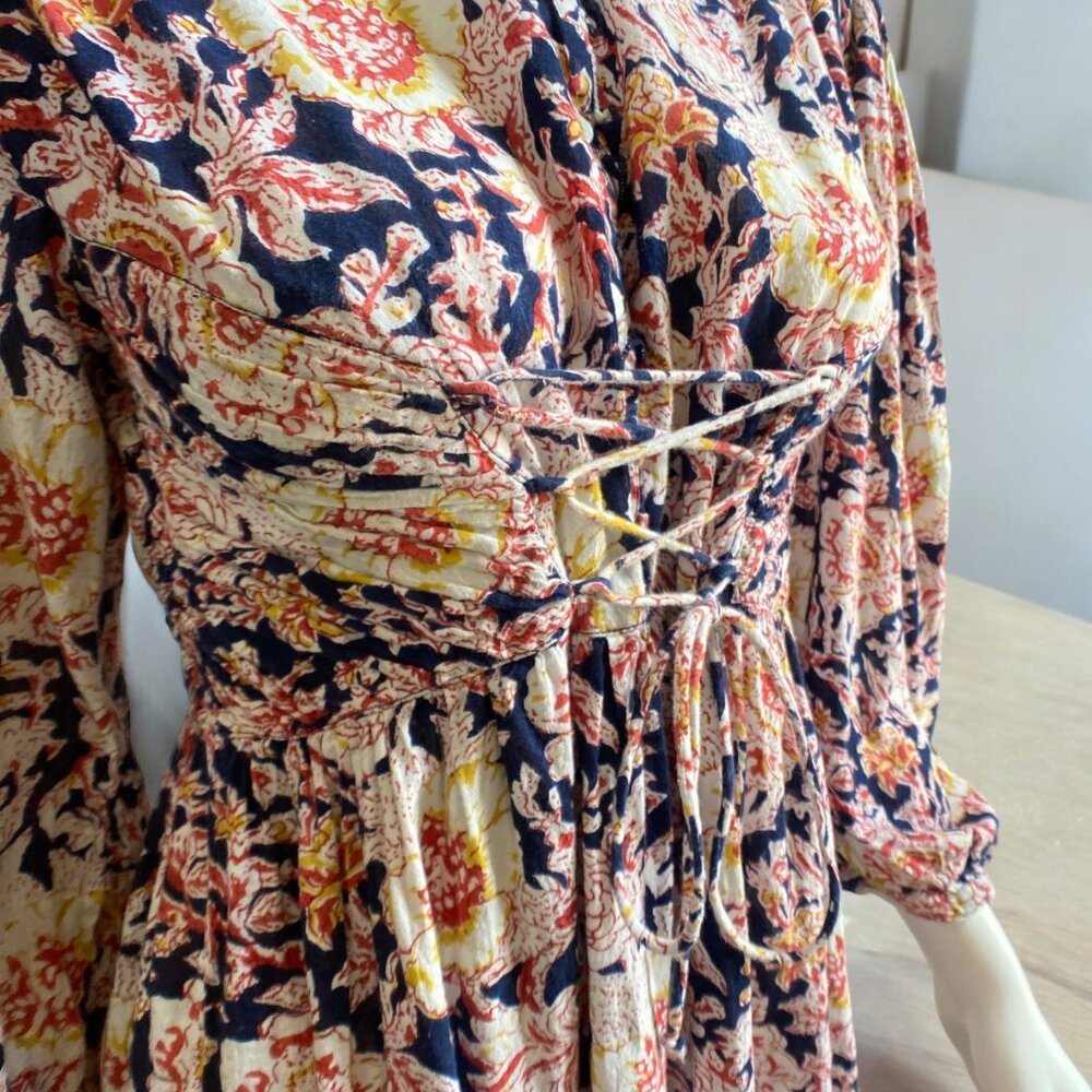 ANTIK BATIK Andre Floral Cotton Mini Long Sleeve Dress , size Extra Small - Picture 6 of 15